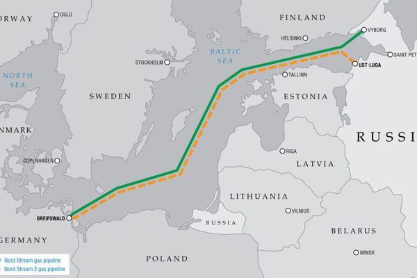 Схема газопроводу "Північний потік-2"