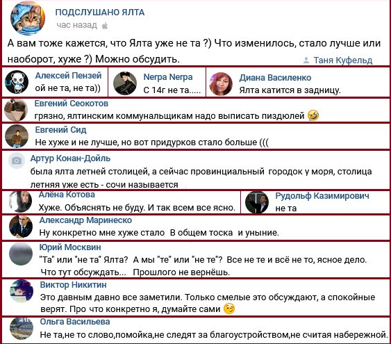 Обсуждения крымчан в соцсетях