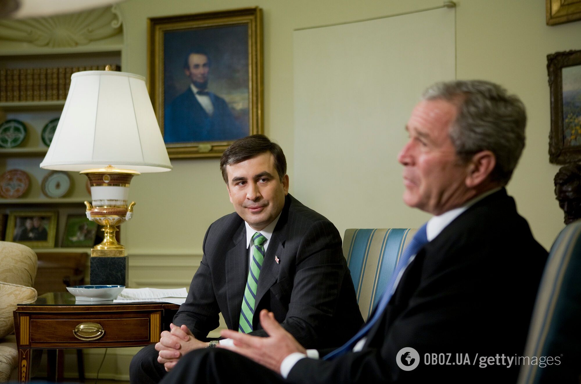 Саакашвили и экс-президент США Джордж Буш. Вашингтон, 2008 год