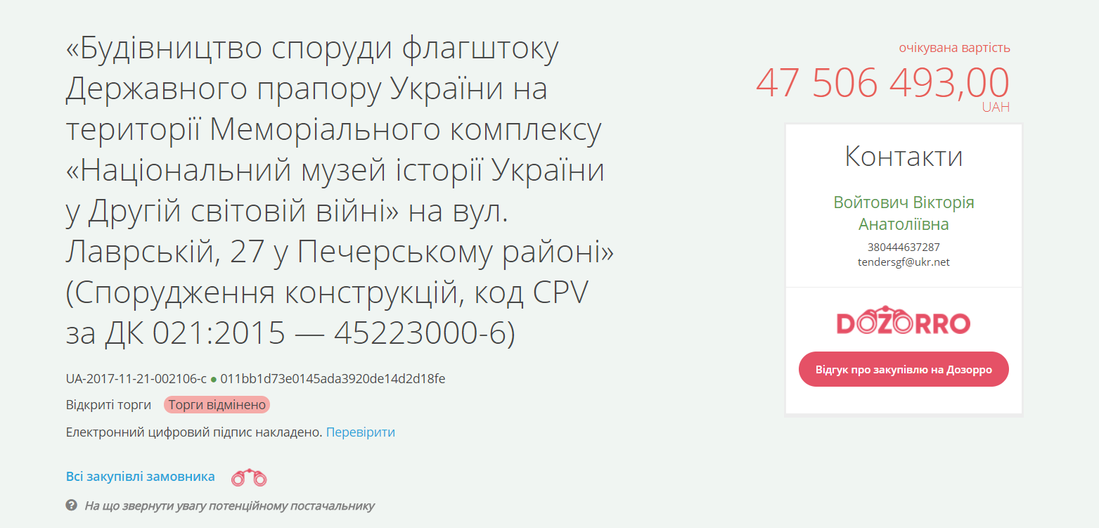 В Киеве передумали устанавливать флагшток за 47 млн гривен