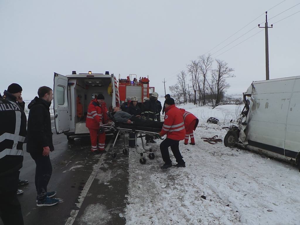Авария в Запорожской области: грузовик врезался в стоящий микроавтобус (ФОТО)