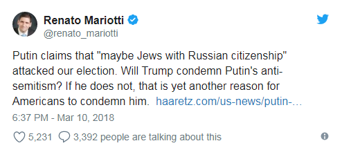 "Это понравится нацистам в целом мире": Путина объявили антисемитом в Сенате США