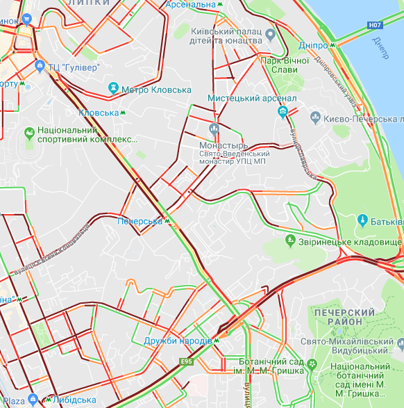 Киев сковали пробки: опубликована карта