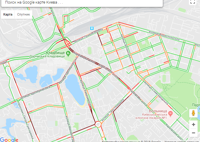 Киев застрял в огромных пробках: опубликована карта