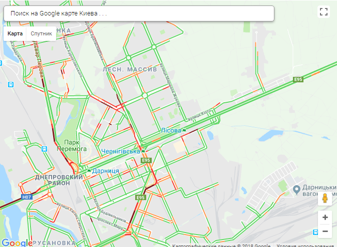 Киев застрял в огромных пробках: опубликована карта