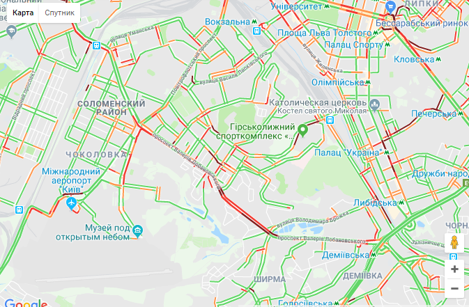 Киев застрял в огромных пробках: опубликована карта