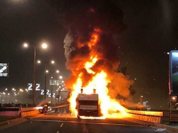 Пожар с автобусом "Црвены Звезды"