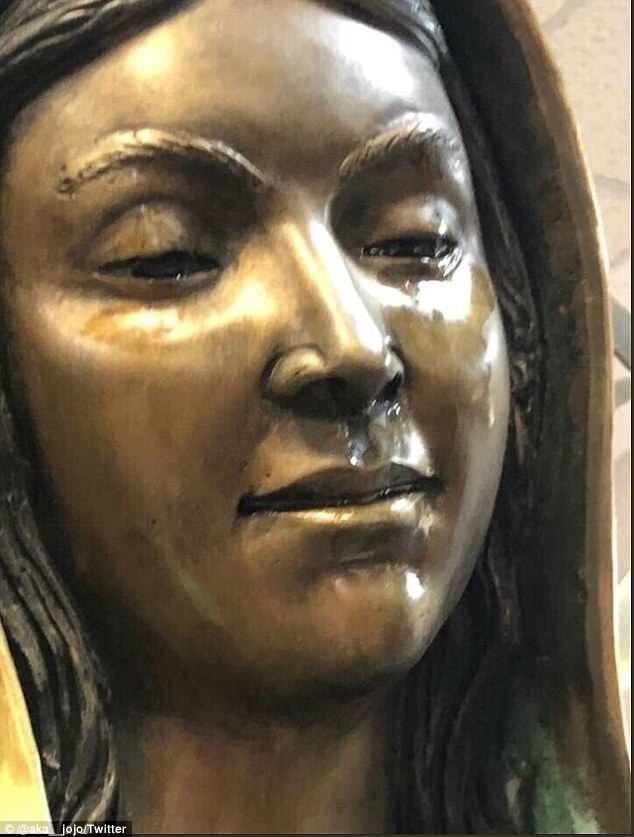 Сльози пахнуть трояндами: в США замироточила статуя Діви Марії. Відеофакт