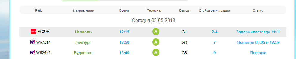 Рейс перенесли на 21:05