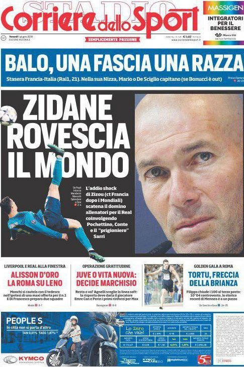 Італійська Corriere dello Sport пафосно повідомила про світовий перевор Зідана