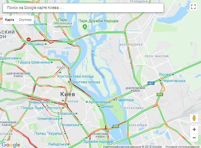 Киев застрял в серьезных пробках: опубликована карта "красных" улиц