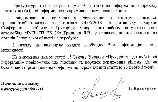 Из прокуратуры пропало дело о смертельном ДТП при участии Гришиным (ФОТО)
