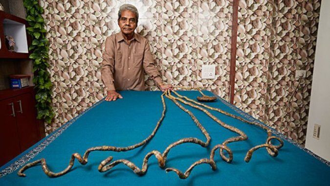 В Индии мужчина передал музею свои ногти. Фото, видео