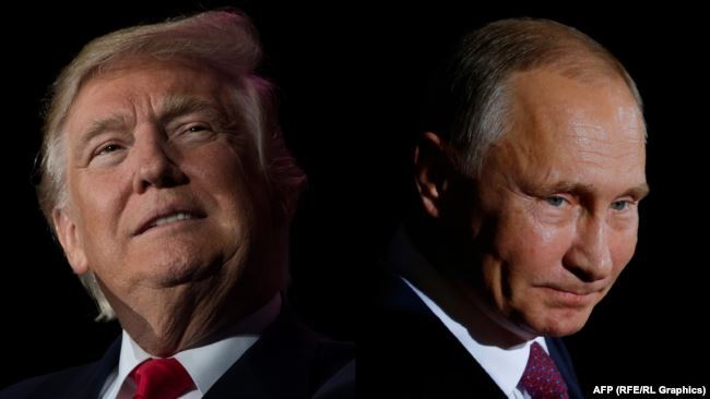 Комбіноване фото. Президент США Дональд Трамп (ліворуч) і президент Росії Володимир Путін. Їхня зустріч запланована на 16 липня у Гельсінкі
