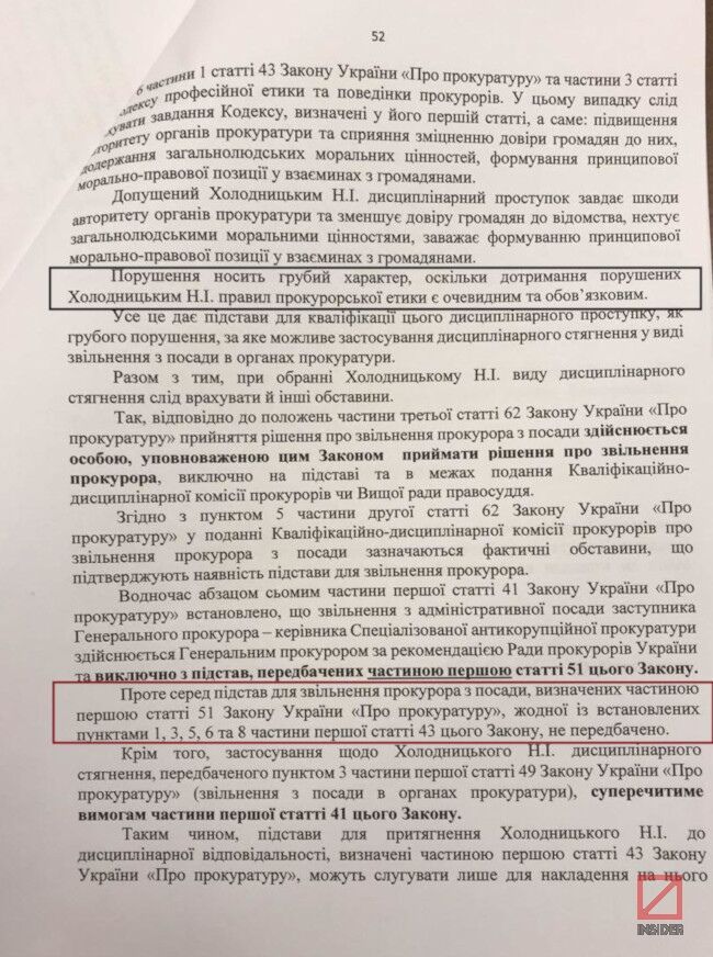 Скандал із Холодницьким: рішення по главі САП спливло за тиждень до засідання. Документ