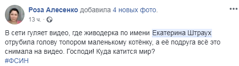 В России дочери чиновника с улыбкой разрубили котенка
