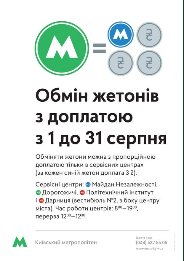 Подорожание метро в Киеве: где и когда обменять старые жетоны без доплаты