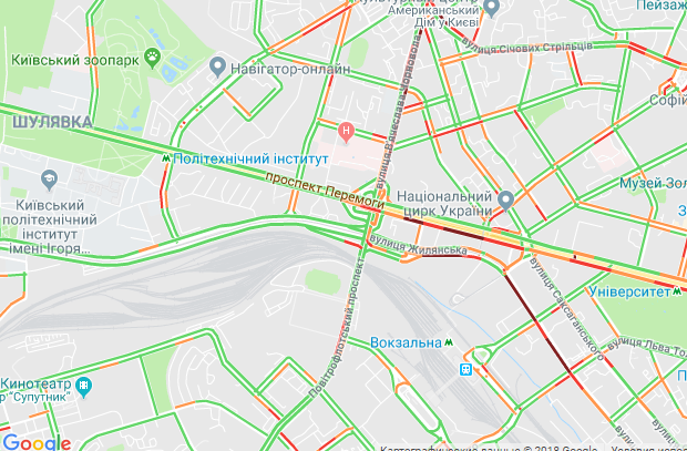Киев застрял в огромных пробках из-за непогоды: опубликована карта 