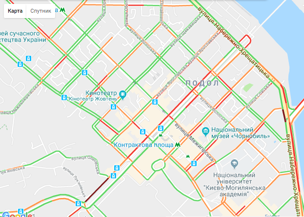 Киев застрял в огромных пробках из-за непогоды: опубликована карта 