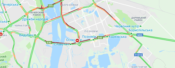 Мосты Киева парализовали пробки: опубликована карта