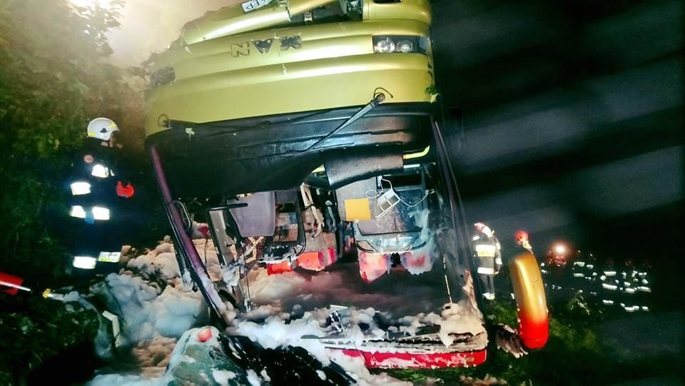 В Польше рухнул со склона автобус с украинцами