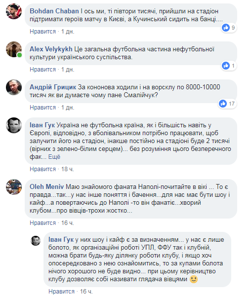 Комментарии к посту Олега Смалийчука на его странице в Facebook