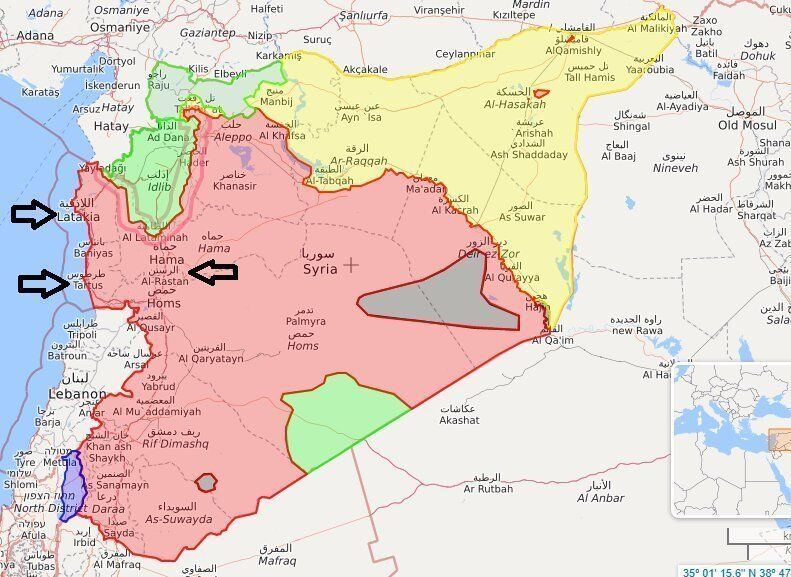 Місця, де ведуться бої в Сирії