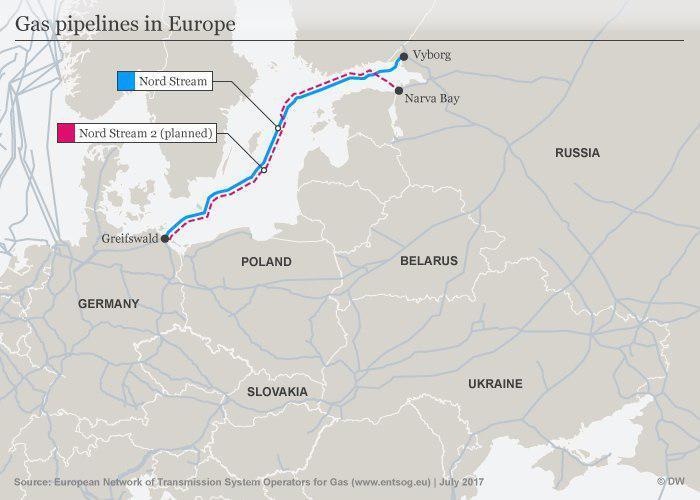 "Северный поток-2" на карте