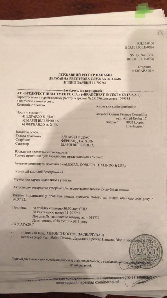 У Мартыненко назвали старым фейком его причастность к оффшорной компании: документы