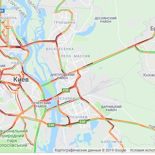 Пробки на мостах в Киеве