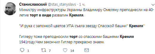 ''Рука УПА над Спасской башней'': украинский министр съел ''разваленный Кремль'', в России разразились проклятиями. Фото