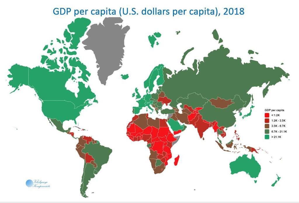 ВВП на душу населения (в долларах США)