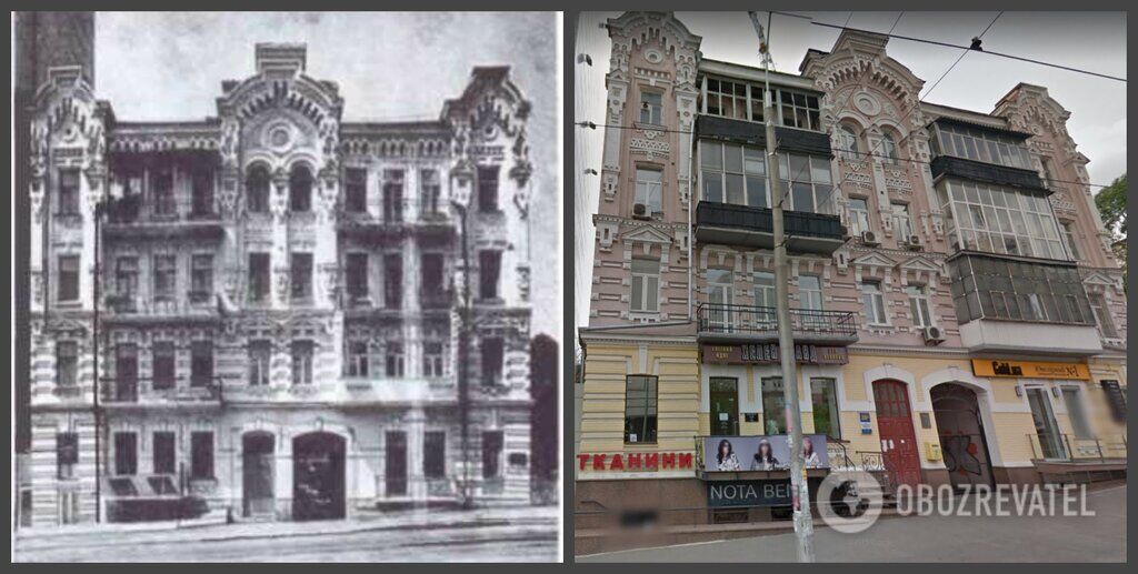 Внешний вид дома по ул. Антоновича в прошлом веке и сегодня