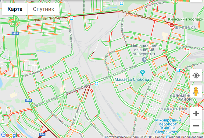 Затори в Києві. Карта