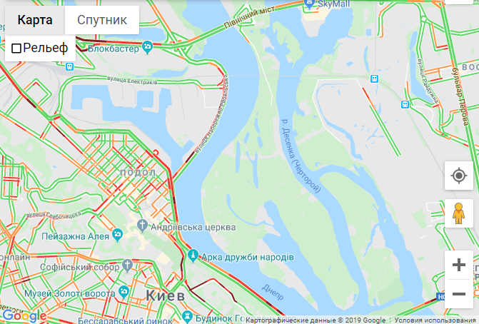 Заторы в Киеве. Карта
