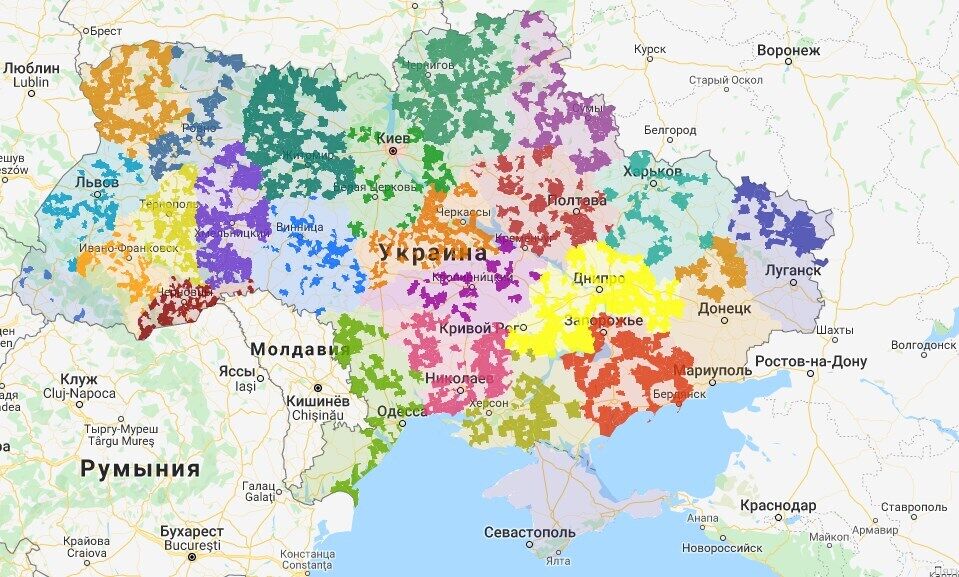 Карта ОТГ в Украине