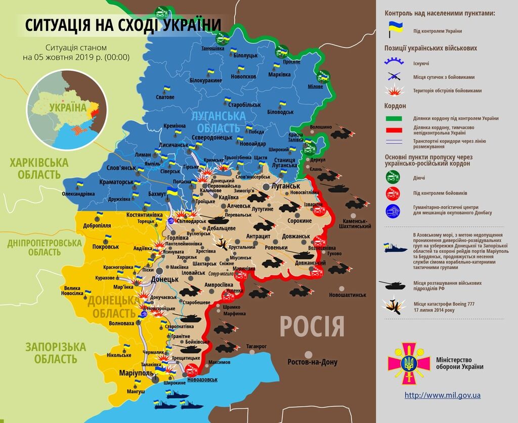 Карта бойових дій в зоні ООС