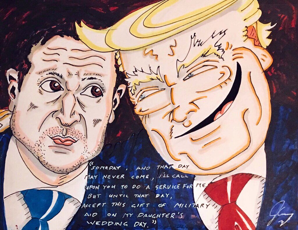Джим Керрі намалював карикатуру на Трампа і Зеленського