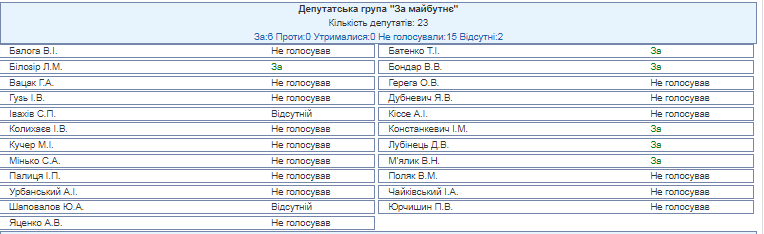 Голосование группы "За будущее"