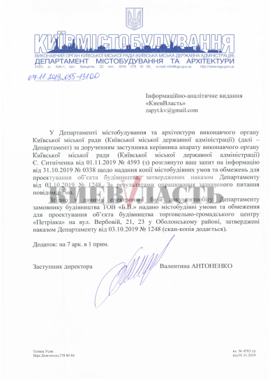 Документ щодо ТРЦ на місці ринку Петрівка