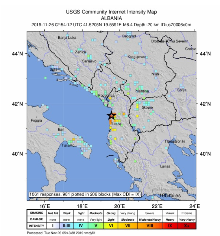 Землетрясение в Албании