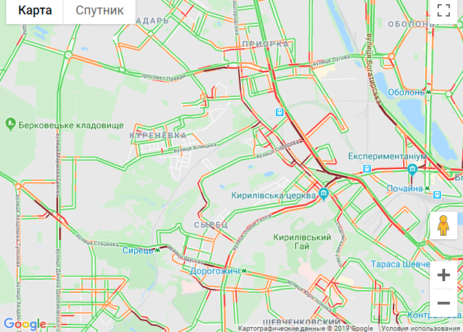 Карта пробок в Киеве