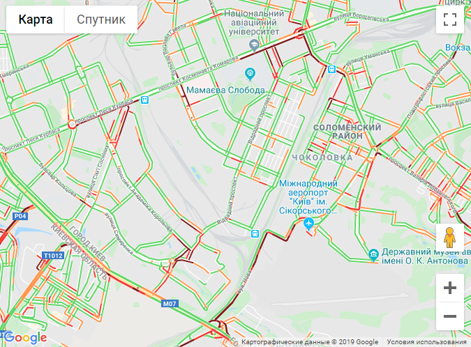 Пробки в Киеве. Карта местности