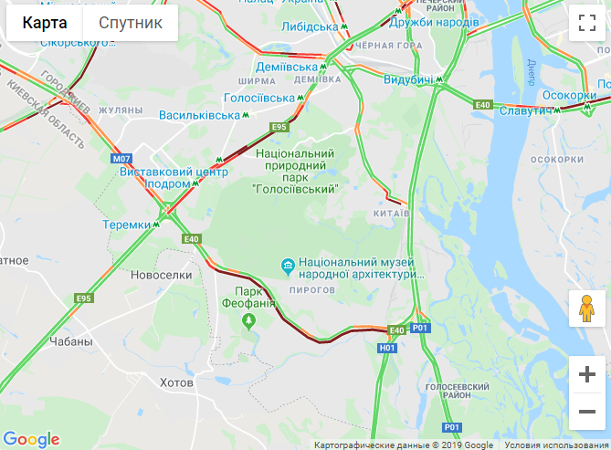 Пробки в Киеве. Карта местности