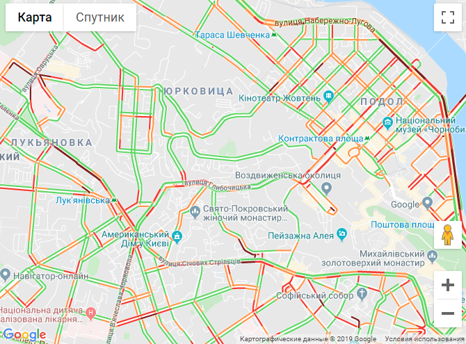 Пробки в Киеве. Карта местности