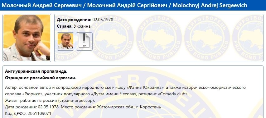 "Фашисты значит фашисты!" Молочный попал в "Миротворец" после скандального заявления