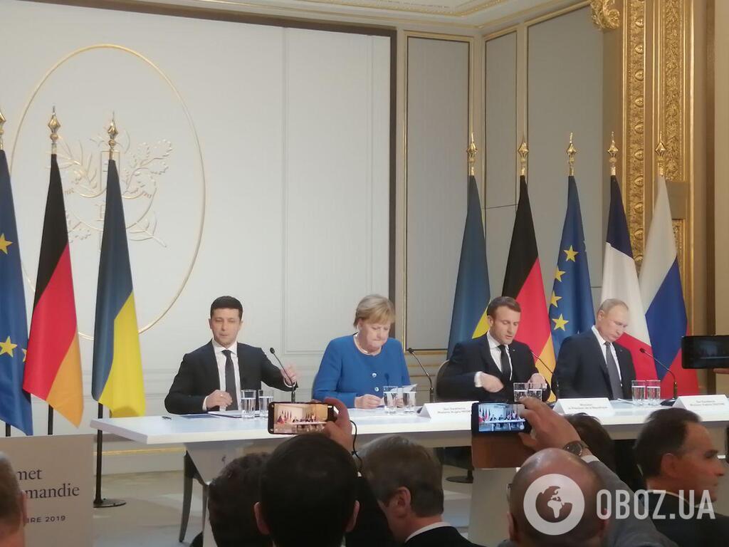 Зеленский, Путин, Меркель и Макрон дали пресс-конференцию: все подробности, фото и видео