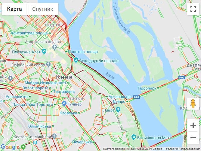 Карта пробок в Киеве
