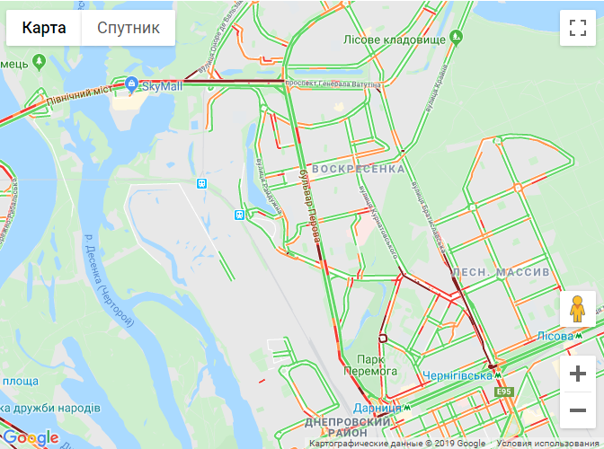 Карта пробок в Киеве