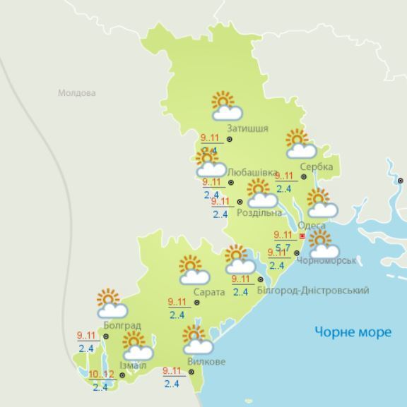 Прогноз погоди в Одесі на 20 грудня